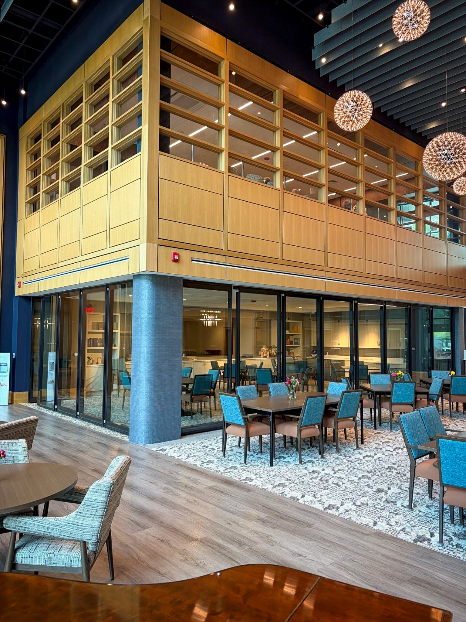 Modernfold Acousti-Clear Operable Glass Walls at 2Life Communities in Newton, MA